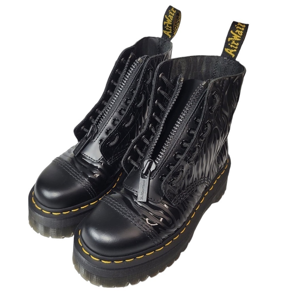 Dr. Martens Sinclair Platform Zebra Embossed Zip Up Lace Closure in Black - Picture 7 of 16